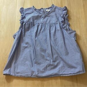 J. Crew Blue and White Striped Sleeveless Top